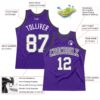 Custom Purple White Steel Gray-Black Authentic Throwback Basketball Jersey