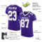 Purple0445-1 Custom Purple White-Gray Mesh Authentic Football Jersey