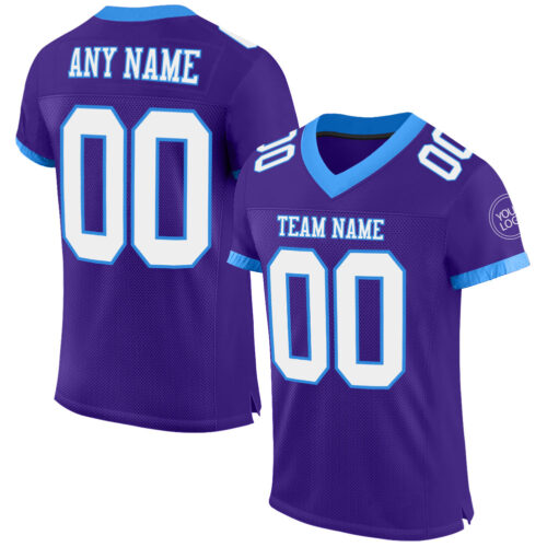 Purple0450 Custom Purple White-Powder Blue Mesh Authentic Football Jersey