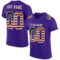 Purple0460 Custom Purple Vintage USA Flag-City Cream Mesh Authentic Football Jersey