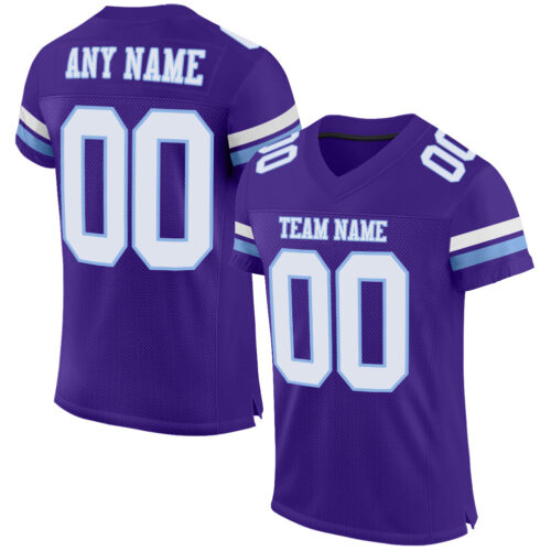Purple0463 Custom Purple White-Light Blue Mesh Authentic Football Jersey