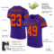 Purple0470-1 Custom Purple Orange-Black Mesh Authentic Football Jersey