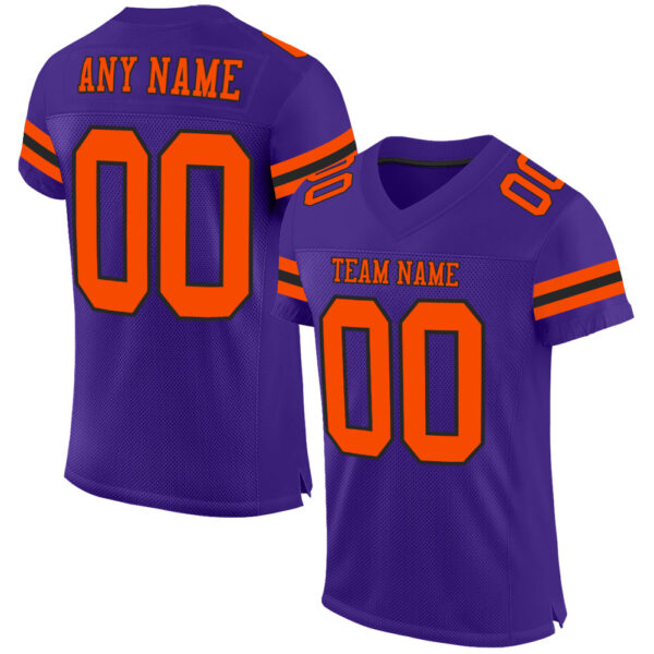Purple0470 Custom Purple Orange-Black Mesh Authentic Football Jersey