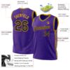 Custom Purple Black-Gold Authentic Throwback Basketball Jersey
