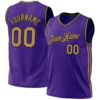 Custom Purple Old Gold-Black Authentic Throwback Basketball Jersey