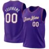Custom Purple Black-Pink Authentic Throwback Basketball Jersey