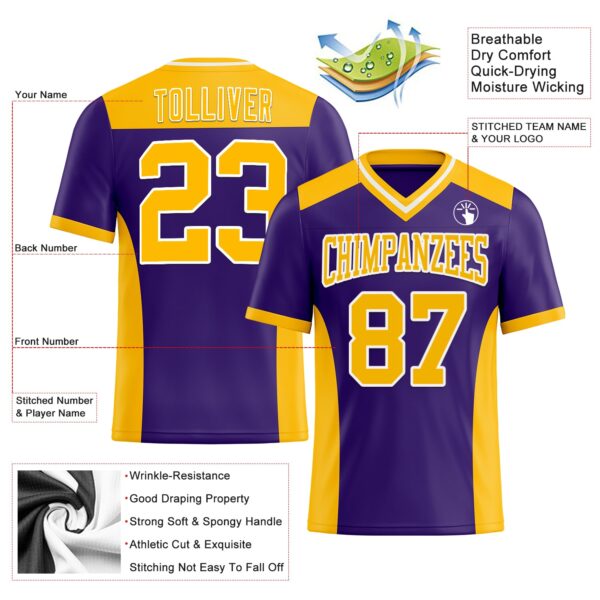 Custom Purple Gold-White Authentic Football Jersey