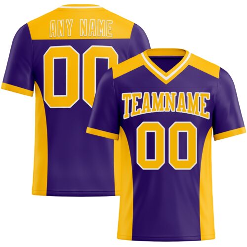 Purple0670 Custom Purple Gold-White Authentic Football Jersey