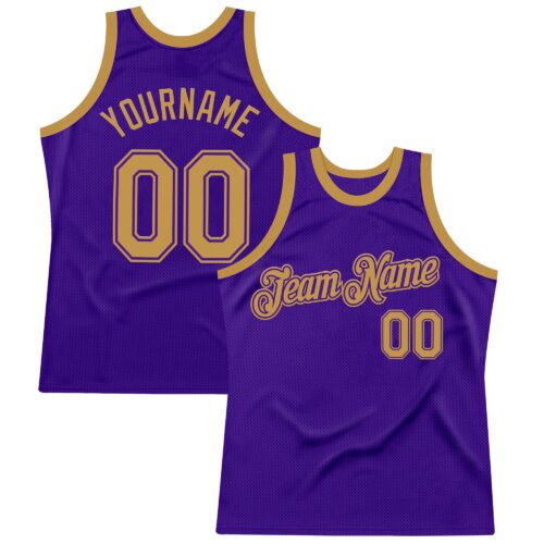 Custom Purple Old Gold Authentic Throwback Basketball Jersey