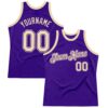 Custom Purple Cream Authentic Throwback Basketball Jersey