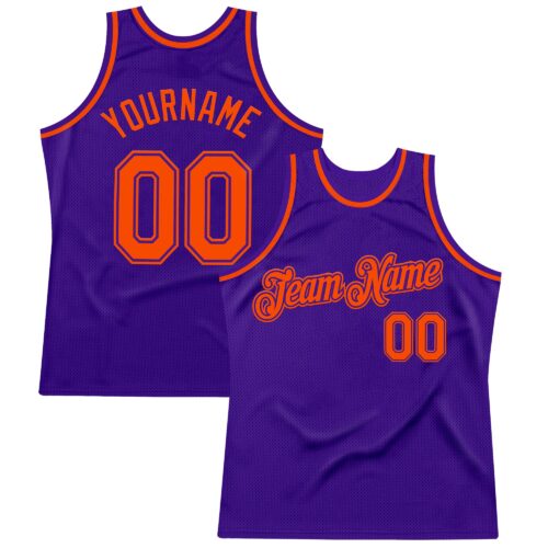 Purple0832 Custom Purple Orange Authentic Throwback Basketball Jersey