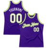 Custom Purple White-Neon Green Authentic Throwback Basketball Jersey