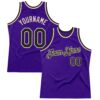 Custom Purple Black-Cream Authentic Throwback Basketball Jersey
