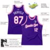 Custom Purple White-Pink Authentic Throwback Basketball Jersey