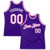 Custom Purple White-Pink Authentic Throwback Basketball Jersey