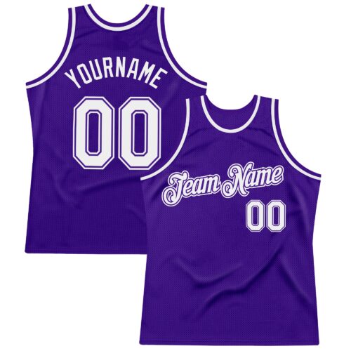 Custom Purple White Authentic Throwback Basketball Jersey