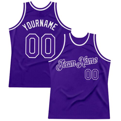 Custom Purple White Authentic Throwback Basketball Jersey