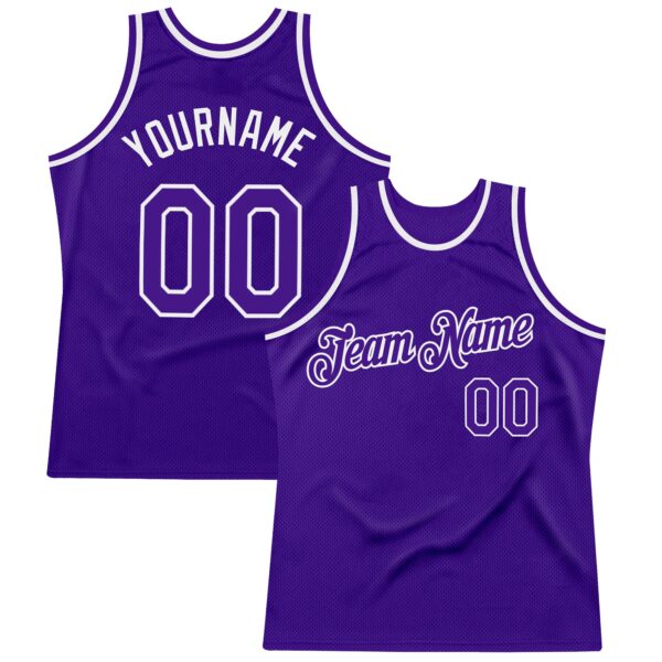 Custom Purple White Authentic Throwback Basketball Jersey