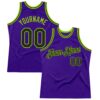 Custom Purple Black-Neon Green Authentic Throwback Basketball Jersey