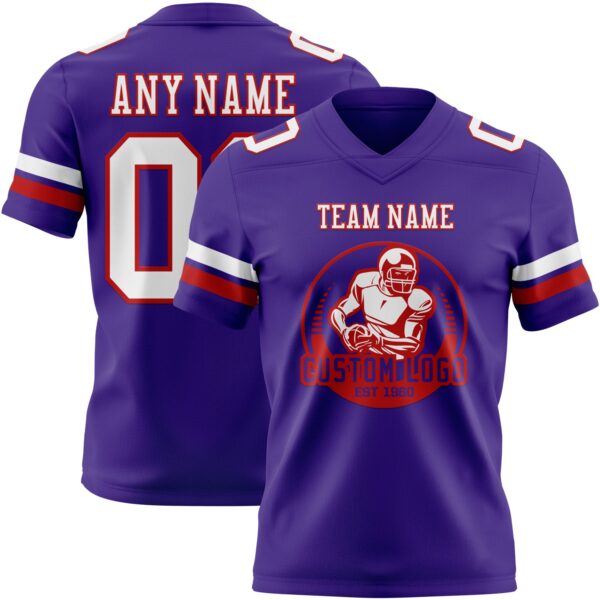 Custom Purple White-Red Authentic Football Jersey