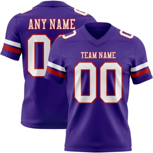 Custom Purple White-Red Authentic Football Jersey