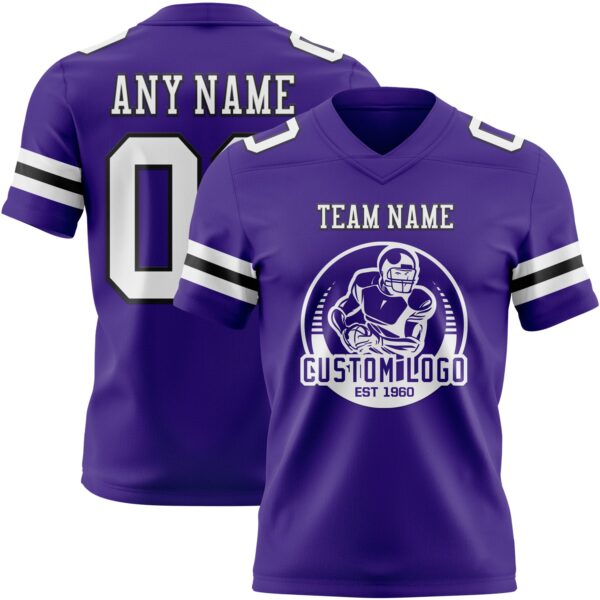Custom Purple White-Black Authentic Football Jersey
