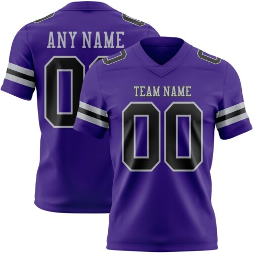 Purple0863 Custom Purple Black-Gray Authentic Football Jersey