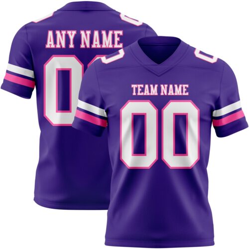 Custom Purple White-Pink Authentic Football Jersey