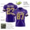 Purple0870-2 Custom Purple Old Gold-White Authentic Football Jersey