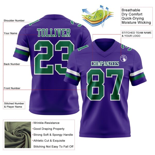 Custom Purple Kelly Green-White Authentic Football Jersey