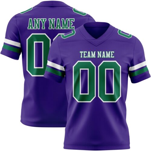 Purple0874 Custom Purple Kelly Green-White Authentic Football Jersey