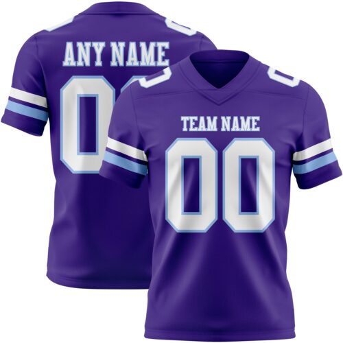 Purple0875 Custom Purple White-Light Blue Authentic Football Jersey