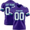 Custom Purple White-Teal Authentic Football Jersey