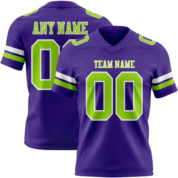 Custom Purple Neon Green-White Authentic Football Jersey