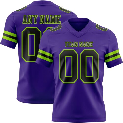 Custom Purple Black-Neon Green Authentic Football Jersey