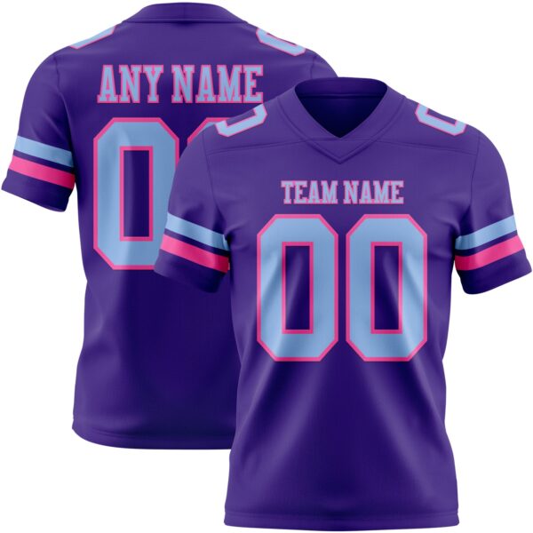 Custom Purple Light Blue-Pink Authentic Football Jersey