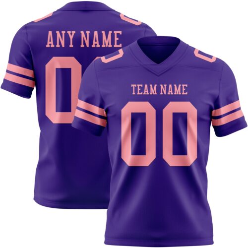 Purple0882 Custom Purple Medium Pink Authentic Football Jersey