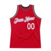Custom Red White-Black Authentic Throwback Basketball Jersey