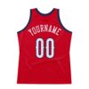 Custom Red White-Navy Authentic Throwback Basketball Jersey