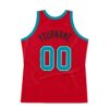Custom Red Teal-Black Authentic Throwback Basketball Jersey