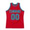 Custom Red Teal-Black Authentic Throwback Basketball Jersey