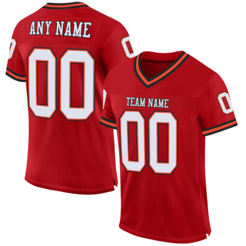 Red0240 Custom Red White-Orange Mesh Authentic Throwback Football Jersey