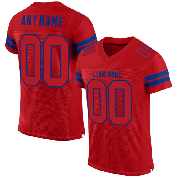 Red0279 Custom Red Red-Royal Mesh Authentic Football Jersey