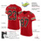 Red0288-1 Custom Red Black-Cream Mesh Authentic Football Jersey