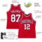 Custom Red White-Navy Authentic Throwback Basketball Jersey