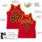 Custom Red Black-Gold Authentic Throwback Basketball Jersey