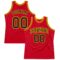 Custom Red Black-Gold Authentic Throwback Basketball Jersey