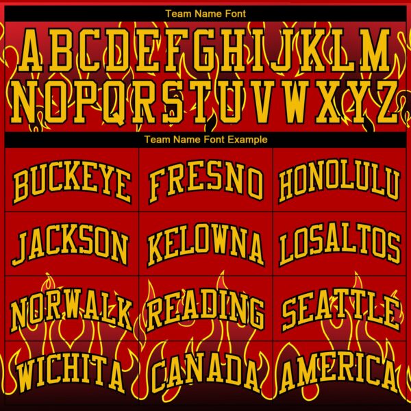 Custom Red Gold-Black Flame Round Neck Sublimation Basketball Suit Jersey