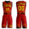 Custom Red Gold-Black Flame Round Neck Sublimation Basketball Suit Jersey