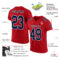 Red0494-1 Custom Red Navy-White Mesh Authentic Football Jersey